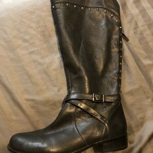 Black Leather Boots with stud details